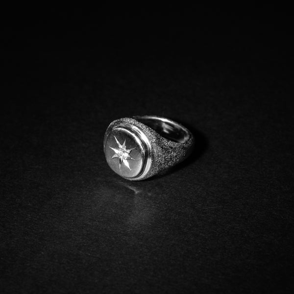 Silver 999 Galaxy Signet ring with Diamond